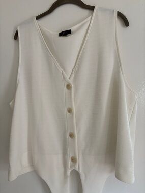 J. Crew Cream Sleeveless Button-Front and Tie Top